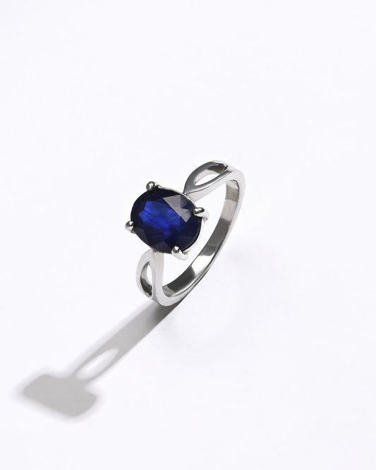 Daily Wear Blue Sapphire (Neelam) Ring – 925 Silver - 1102N4
