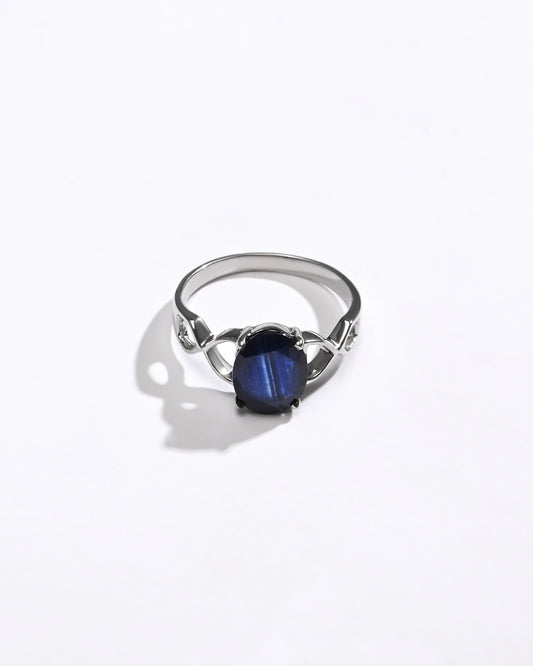 Bold Blue Sapphire (Neelam) Ring – 925 Silver - 1105N4