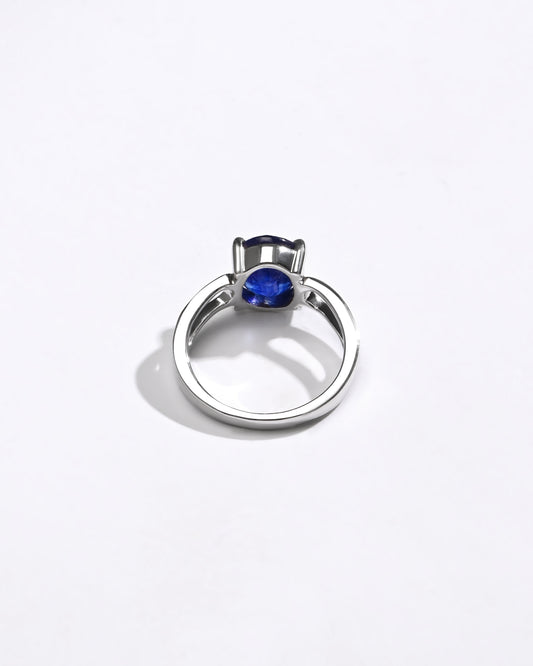 Refined Blue Sapphire (Neelam) Ring – 925 Silver - 1112N4