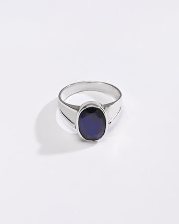 Elegant Blue Sapphire (Neelam) Ring – 925 Silver - 1111B