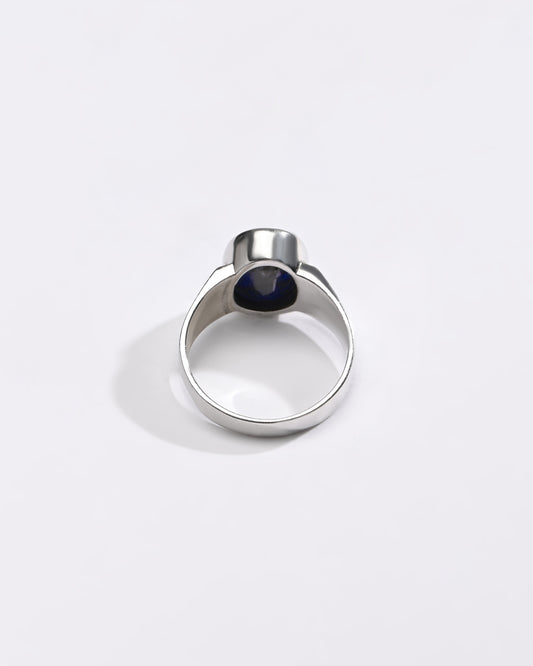 Elegant Blue Sapphire (Neelam) Ring – 925 Silver - 1111B