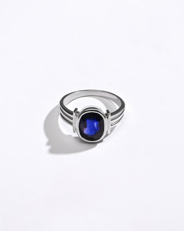 Natural Blue Sapphire (Neelam) Ring – 925 Silver - #1134B