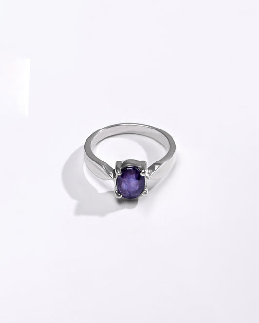 Daily Wear Blue Sapphire (Neelam) Ring – 925 Silver - 1136N4