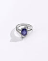 Statement Blue Sapphire (Neelam) Ring – 925 Silver - 1151N4