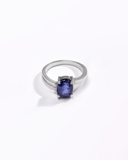 Bold Blue Sapphire (Neelam) Ring – 925 Silver - 1153N4