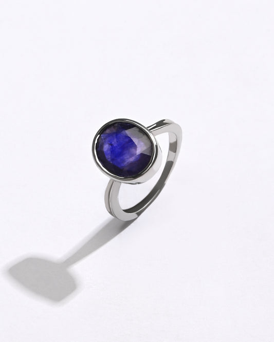Classic Blue Sapphire (Neelam) Ring in 925 Silver - #1201B