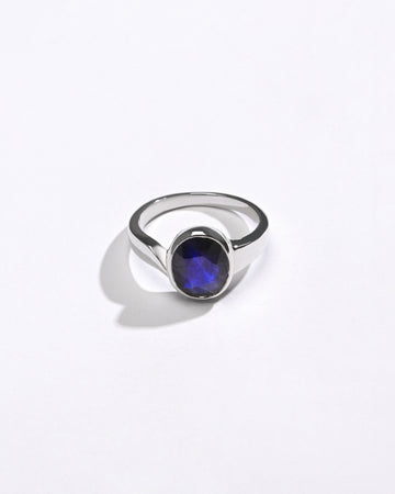 Classic Wear Blue Sapphire (Neelam) Ring – 925 Silver - #1203B Ov