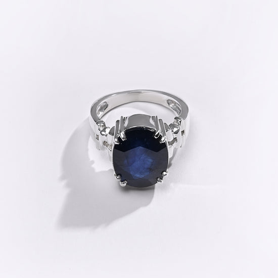 Premium Blue Sapphire (Neelam) Ring in 925 Silver - #1199NR8 - Myra