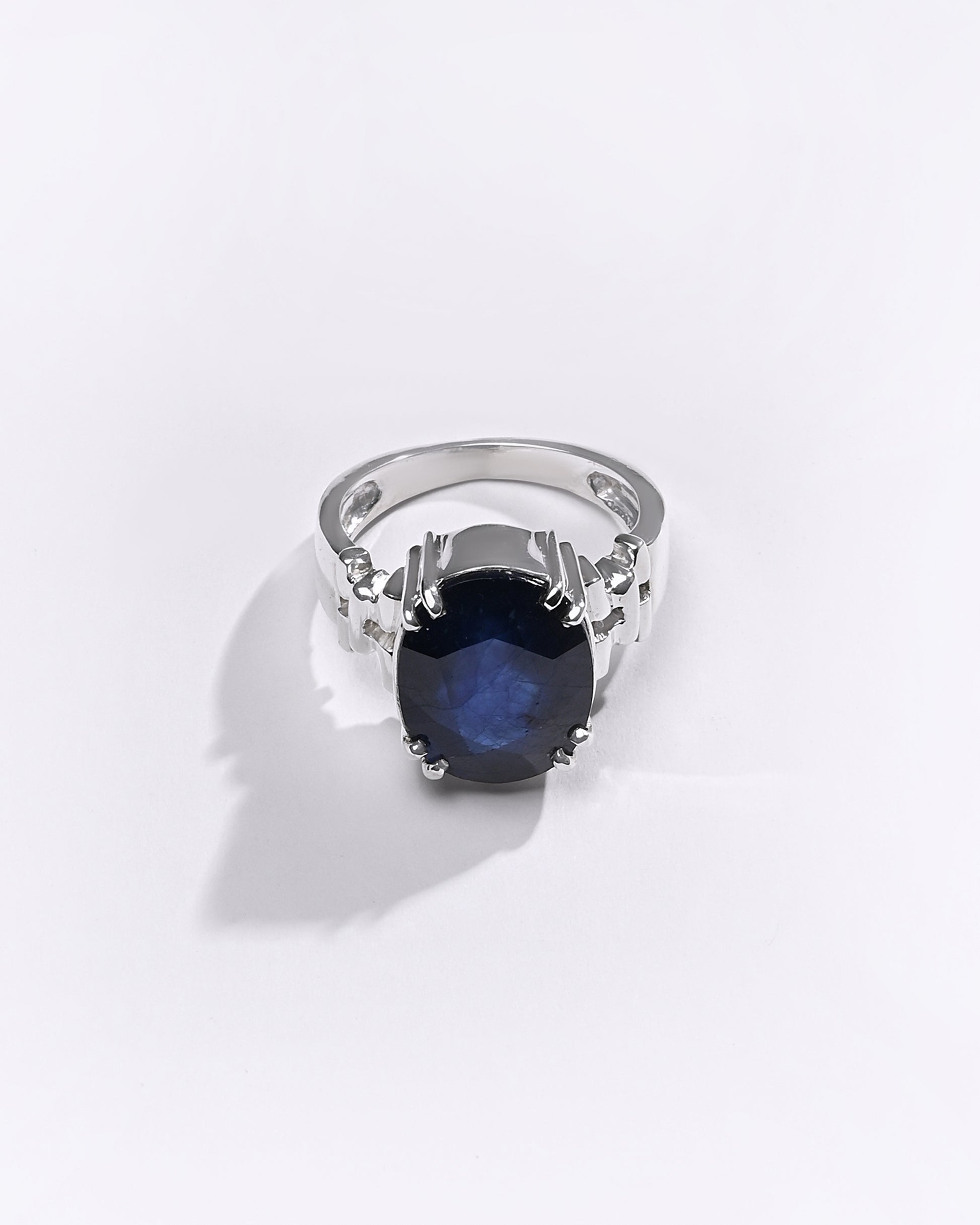 Premium Blue Sapphire (Neelam) Ring in 925 Silver - #1199NR8 - Myra