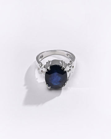 Premium Blue Sapphire (Neelam) Ring in 925 Silver - #1199NR8 - Myra