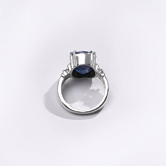 Premium Blue Sapphire (Neelam) Ring in 925 Silver - #1199NR8 - Myra