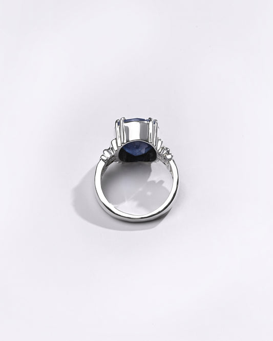 Premium Blue Sapphire (Neelam) Ring in 925 Silver - #1199NR8 - Myra