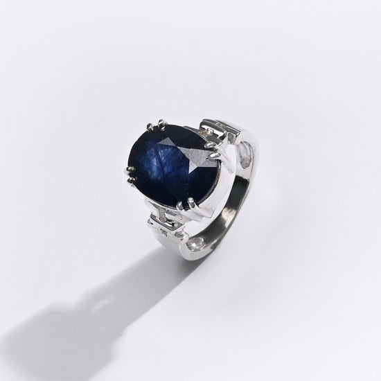 Premium Blue Sapphire (Neelam) Ring in 925 Silver - #1199NR8 - Myra