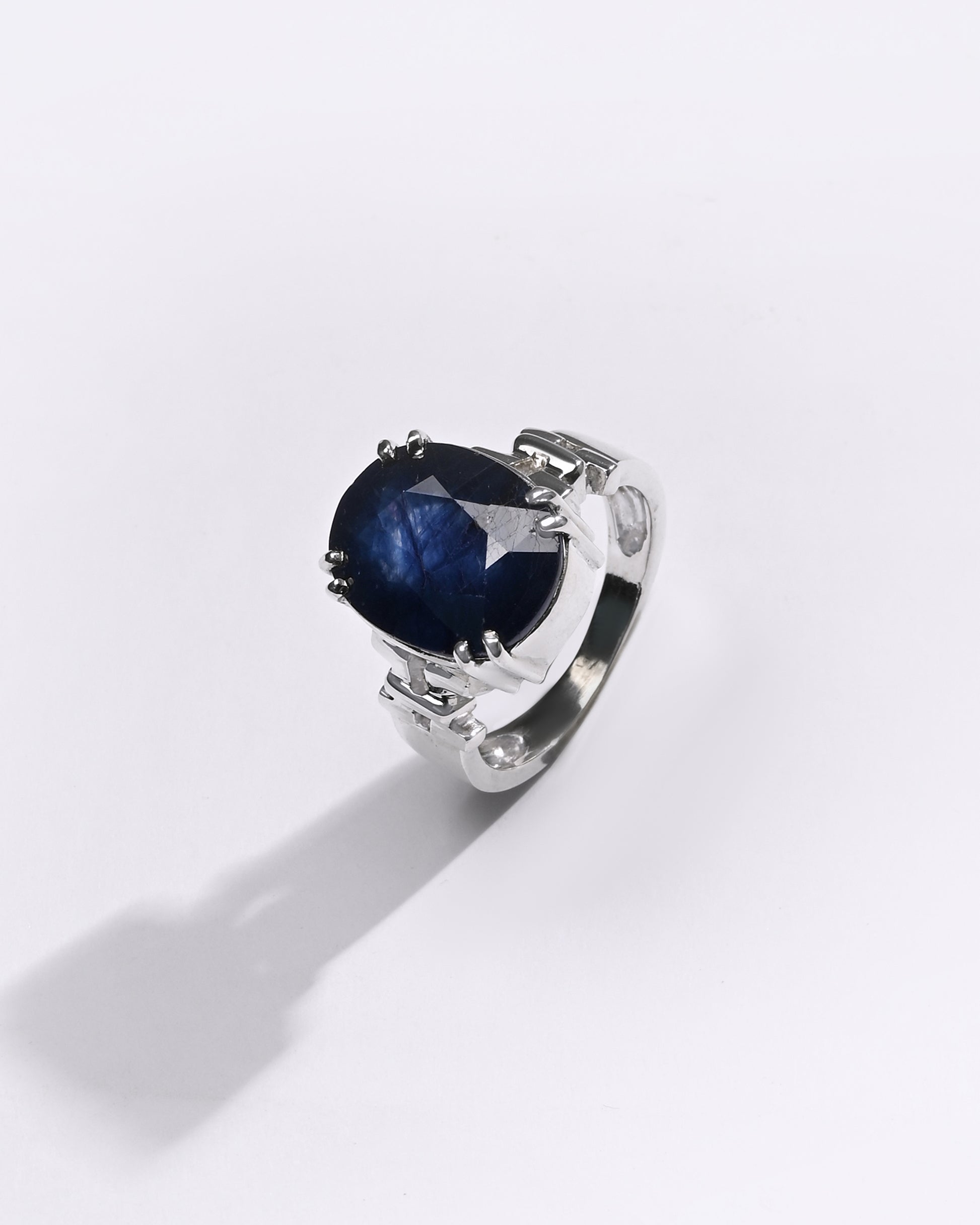 Premium Blue Sapphire (Neelam) Ring in 925 Silver - #1199NR8 - Myra
