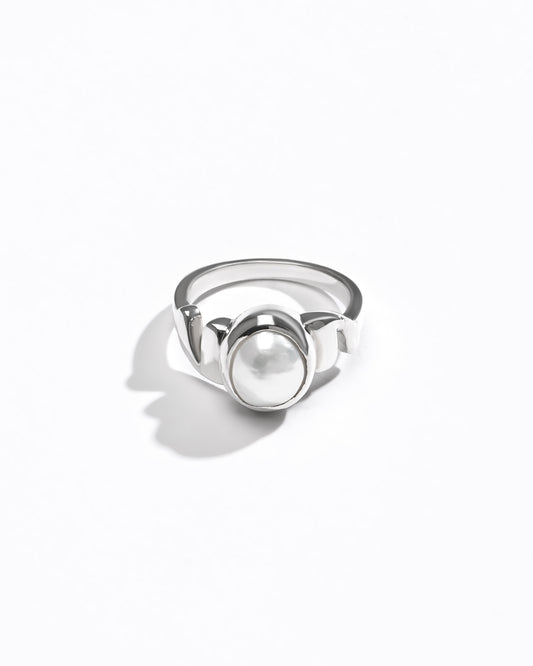 Natural Pearl (Moti) Ring – 925 Silver - #1196 R