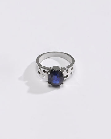 Focused Blue Sapphire (Neelam) Ring – 925 Silver - #1283N4