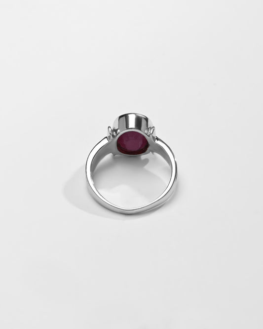 Ruby (Manik) Ring – 925 Silver Minimalist - #1134B
