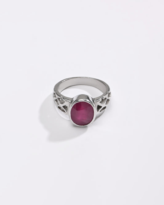 Rich Hue Ruby (Manik) Ring – 925 Silver - #1219B - Myra