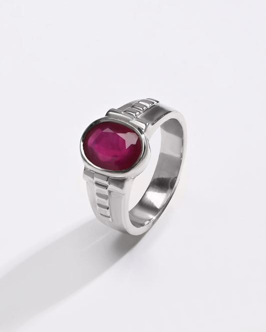 Deep Red Ruby (Manik) Ring – 925 Silver - #1236B
