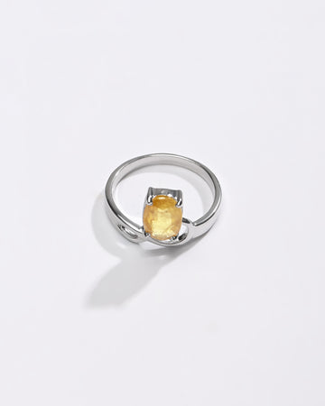Yellow Sapphire (Pukhraj) Ring – 925 Silver Minimalist - #1110N4