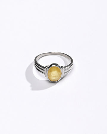 Classic Yellow Sapphire (Pukhraj) Ring – 925 Silver - #1134B