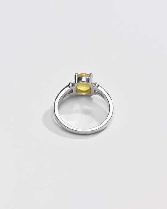 925 Silver Yellow Sapphire (Pukhraj) Ring - #1148N4
