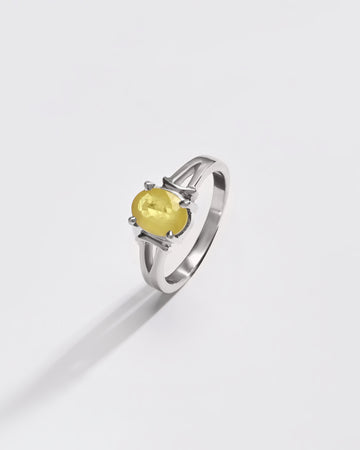 925 Silver Yellow Sapphire (Pukhraj) Ring - #1148N4 - Myra