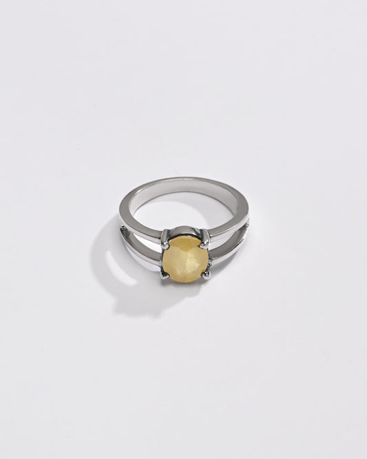 Daily Wear Yellow Sapphire (Pukhraj) Ring – 925 Silver - #1150N4