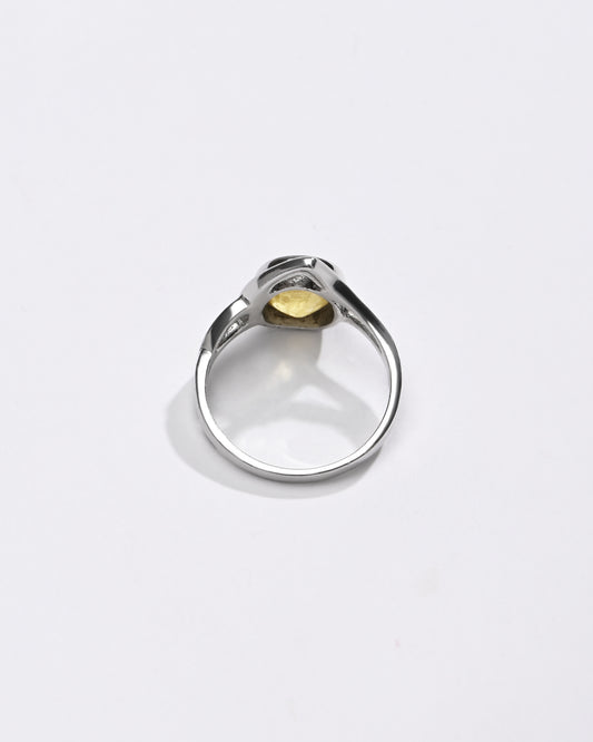 Yellow Sapphire (Pukhraj) Ring – Pure 925 Silver - #1192B