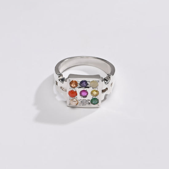 925 Silver Navratna (Navgrah) Ring - 1199 - Myra
