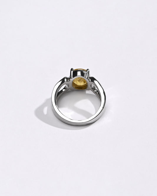 Yellow Sapphire (Pukhraj) Gemstone Ring – 925 Silver - #1217N4