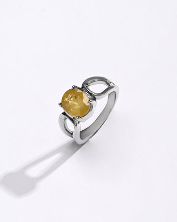 Yellow Sapphire (Pukhraj) Gemstone Ring – 925 Silver - #1217N4 - Myra