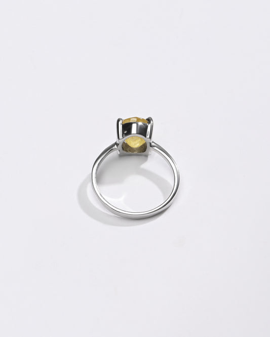 Luxe Yellow Sapphire (Pukhraj) Ring – 925 Silver - #1218N4