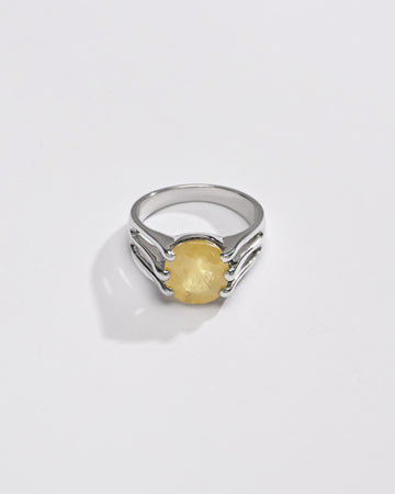 Bold Yellow Sapphire (Pukhraj) Ring – 925 Silver - #1237