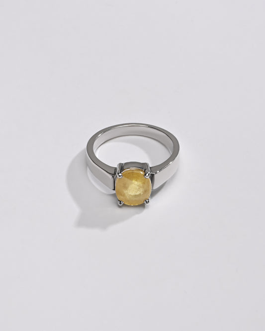 Rich-Hue Yellow Sapphire (Pukhraj) Ring – 925 Silver - #1200