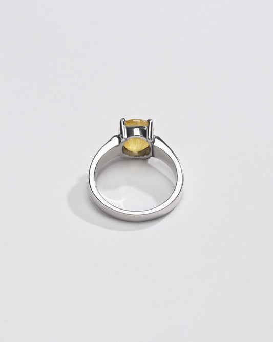 Rich-Hue Yellow Sapphire (Pukhraj) Ring – 925 Silver - #1200