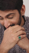 Authentic Emerald (Panna) Ring in Sterling Silver – #1236