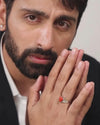 Bold Red Coral (Moonga) Ring in Silver - #1197