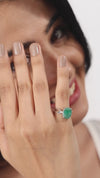 Radiant Green Emerald (Panna) Ring in 925 Silver – #1136N