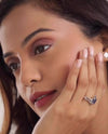 Statement Blue Sapphire (Neelam) Ring – 925 Silver - 1151N4
