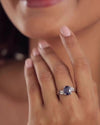 Bold Blue Sapphire (Neelam) Ring – 925 Silver - 1153N4
