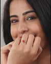 Minimalist Red Coral (Moonga) Ring in 925 Silver -  #1136