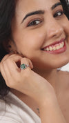 Authentic Emerald (Panna) Ring in Sterling Silver – #1175