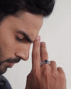 Smart Blue Sapphire (Neelam) Ring – 925 Silver - #1244N4