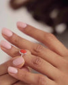 Comfort Fit Coral (Moonga) Ring – 925 Silver - #1218 Ov